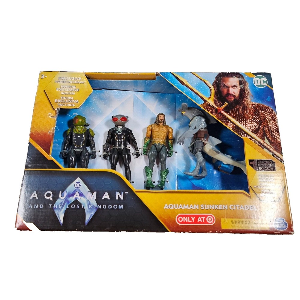 Aquaman Sunken Citadel Lost Kingdom Battle Shark Guard Black Manta Man 4"4 pack